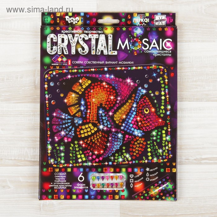 Набор для создания мозаики «Рыбка» серии CRYSTAL MOSAIC, на тёмном фоне - Фото 1