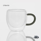 Чашка стеклянная с двойными стенками Magistro «Адель», 200 мл, цвет чёрный - Фото 2