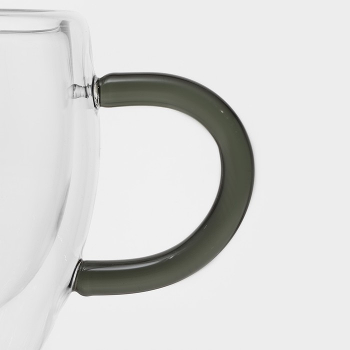 Чашка стеклянная с двойными стенками Magistro «Адель», 200 мл, цвет чёрный - фото 1883309969