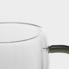 Чашка стеклянная с двойными стенками Magistro «Адель», 200 мл, цвет чёрный - Фото 4