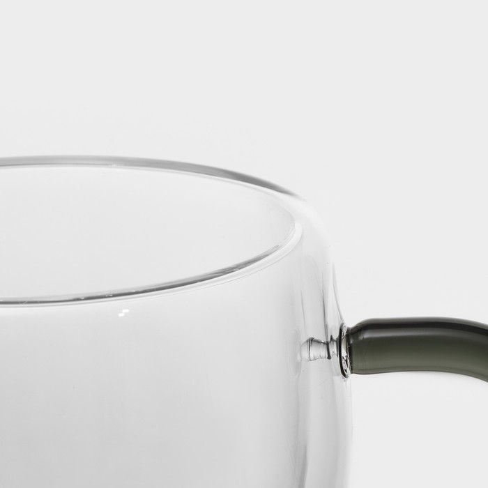 Чашка стеклянная с двойными стенками Magistro «Адель», 200 мл, цвет чёрный - фото 1883309970