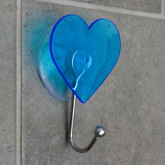 Крючок на вакуумной присоске «Сердце», цвет МИКС - Фото 1