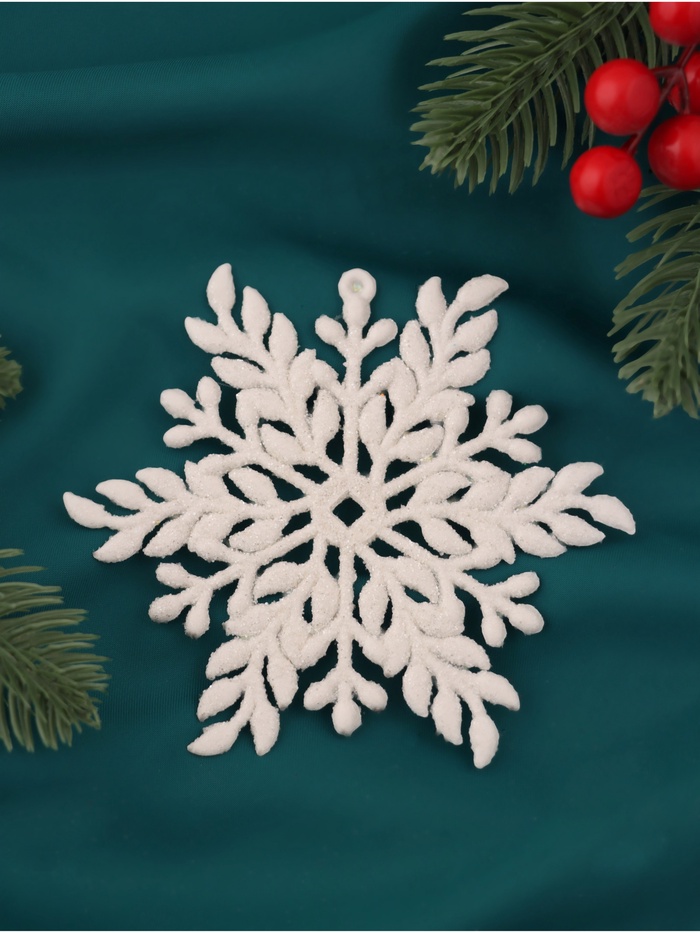 Ёлочные игрушки 3 шт. «Зимнее волшебство. Белая снежинка» пластик, d=11 см - Фото 1