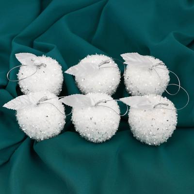 Ёлочные игрушки 6 шт. «Яблочко» 5×5 см, белый