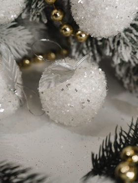 Ёлочные игрушки 6 шт. «Яблочко» 5×5 см, белый