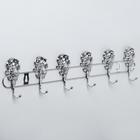 Вешалка настенная на 6 крючков Доляна «Розы», 42×8,9×3,3 см, цвет серебряный - Фото 1