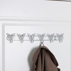 Вешалка настенная Доляна «Бабочки», 6 крючков, 34.5×3×6.5 см, серебряная - Фото 1