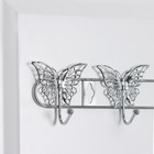Вешалка настенная на 6 крючков Доляна «Бабочки», 34,5×3×6,5 см, цвет серебряный - Фото 3