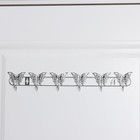 Вешалка настенная на 6 крючков Доляна «Бабочки», 34,5×3×6,5 см, цвет серебряный - Фото 4