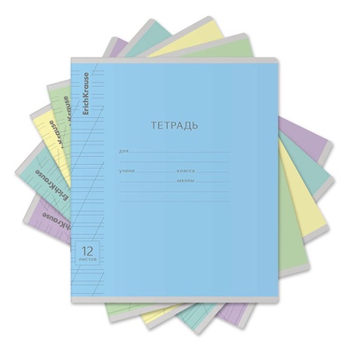 Тетрадь 12 листов в косую линейку ErichKrause «Классика», обложка мелованный картон, МИКС