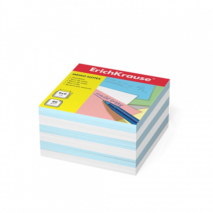 Блок бумаги для записей ErichKrause, 9×9×4.5 см, голубой - Фото 1