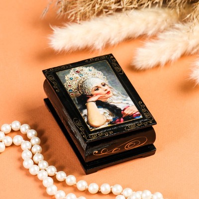 Шкатулка для украшений «Барыня», 6×9 см, лаковая миниатюра