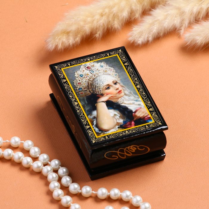 Шкатулка «Барыня», 6×9 см, лаковая миниатюра - фото 1886248690