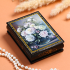 Шкатулка для украшений «Пионы в вазе», 10×14 см, лаковая миниатюра - Фото 4