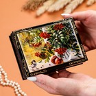 Шкатулка для украшений «Рябина на окне», 10×14 см, лаковая миниатюра - Фото 2