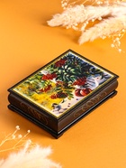 Шкатулка для украшений «Рябина на окне», 10×14 см, лаковая миниатюра - Фото 5