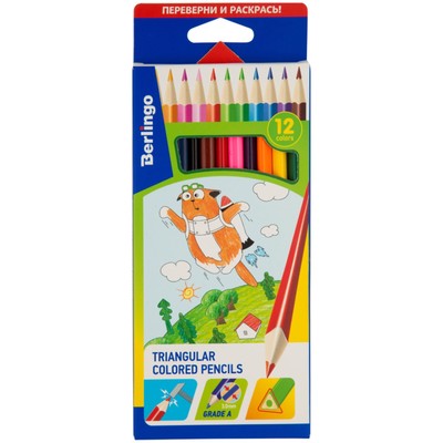 Карандаши трёхгранные 12 цветов, «Жил-был кот», европодвес