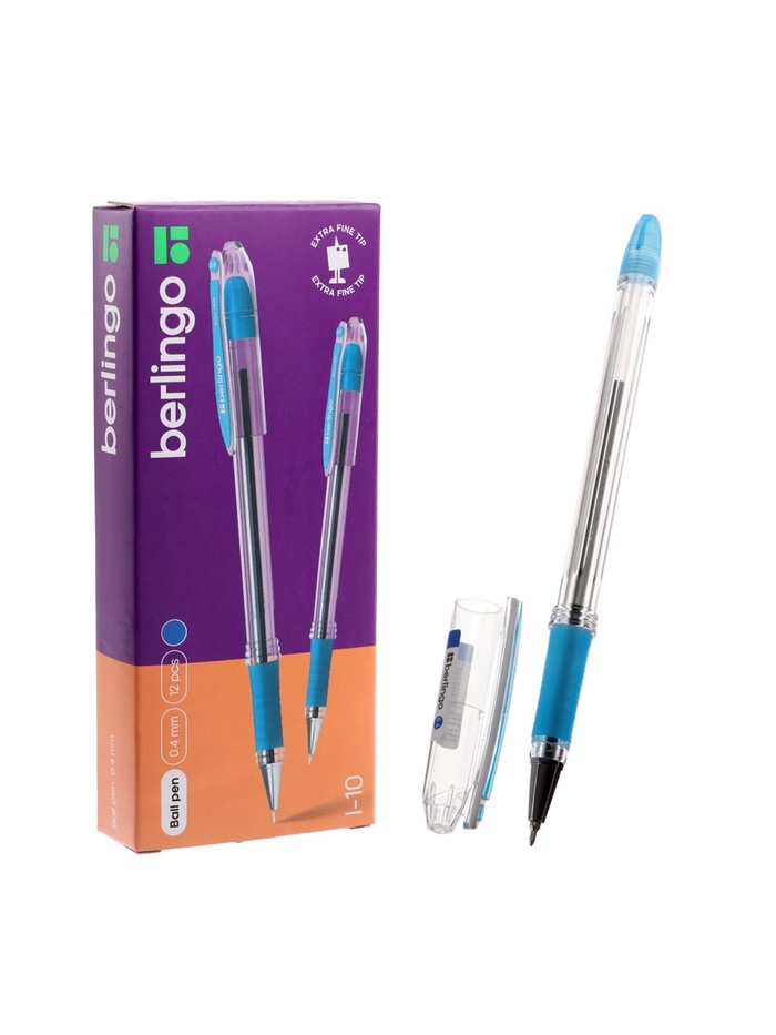 Ручка шариковая 0.4 мм, I-10, чернила синие, грип - Фото 1