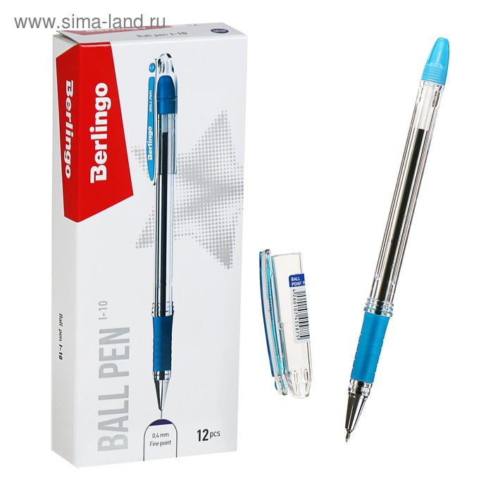 Ручка шариковая 0.4 мм, I-10, чернила синие, грип - Фото 1