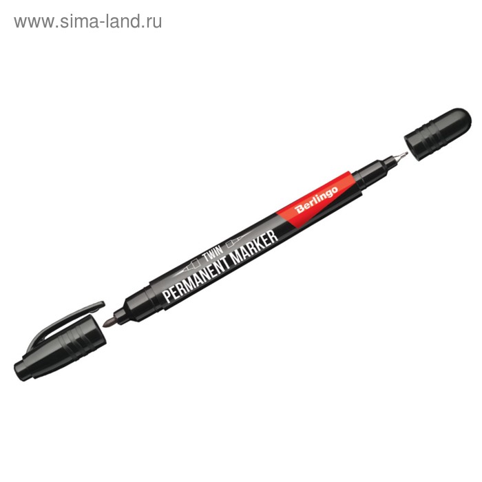 Маркер перманентный двухсторонний 1.0 мм/0.5 мм, Berlingo, чёрный - Фото 1