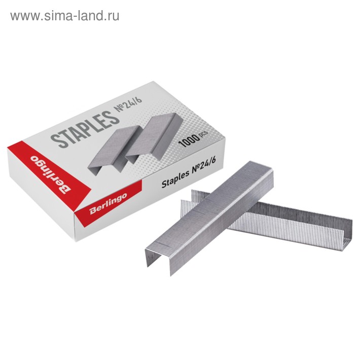 Скобы металлические №24/6, для степлера, 1000 шт., оцинкованные - Фото 1