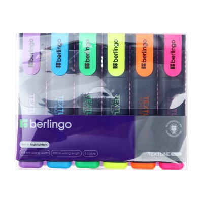 Набор маркеров-текстовыделителей 6 цветов, Berlingo, 5.0 мм, европодвес