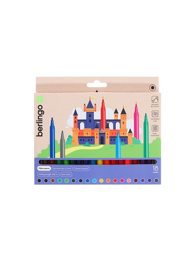 Фломастеры смываемые 18 цветов «Замки», европодвес