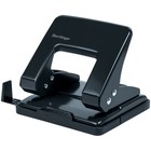 Дырокол до 20 листов, металлический, чёрный, с линейкой - Фото 1