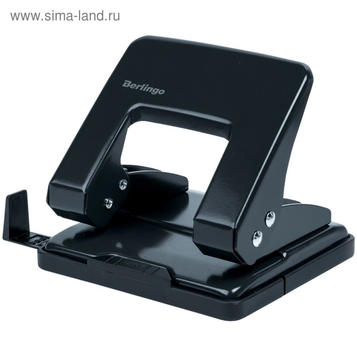 Дырокол до 20 листов, металлический, чёрный, с линейкой - Фото 1