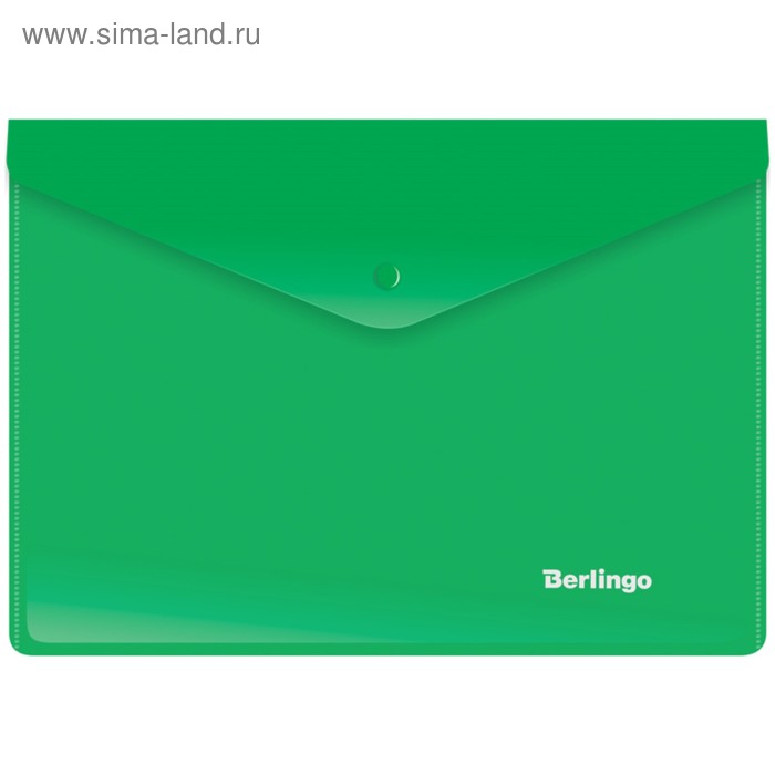 Папка-конверт на кнопке A5+, 180 мкм, зелёная - Фото 1