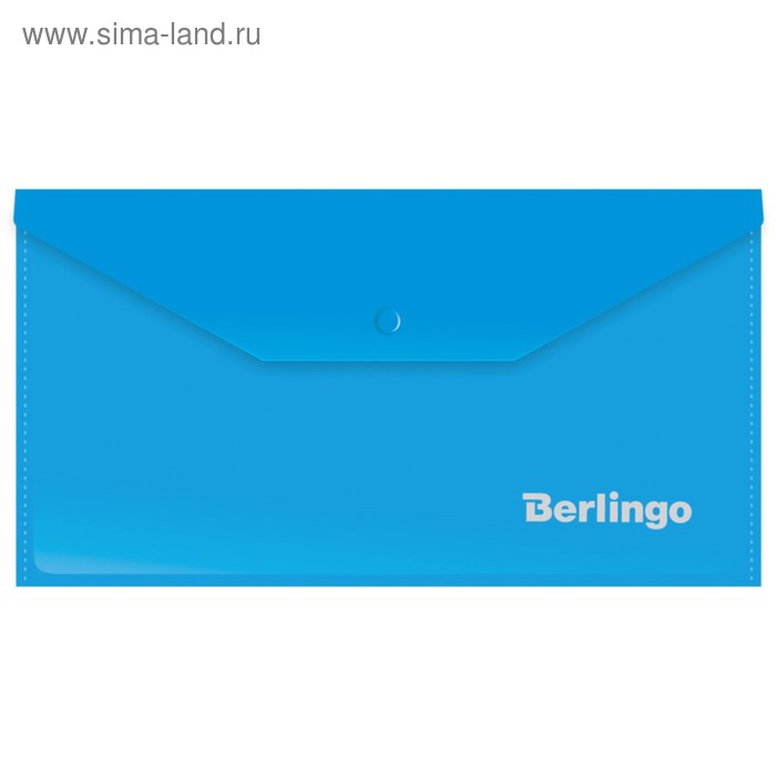 Папка-конверт на кнопке C6, 180 мкм, синяя - Фото 1