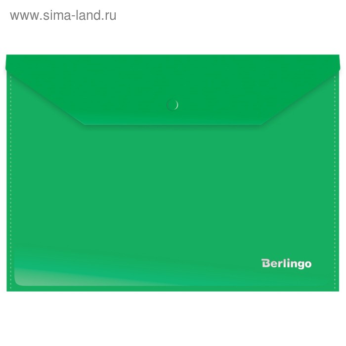 Папка-конверт на кнопке А4, 180 мкм, зелёная - Фото 1