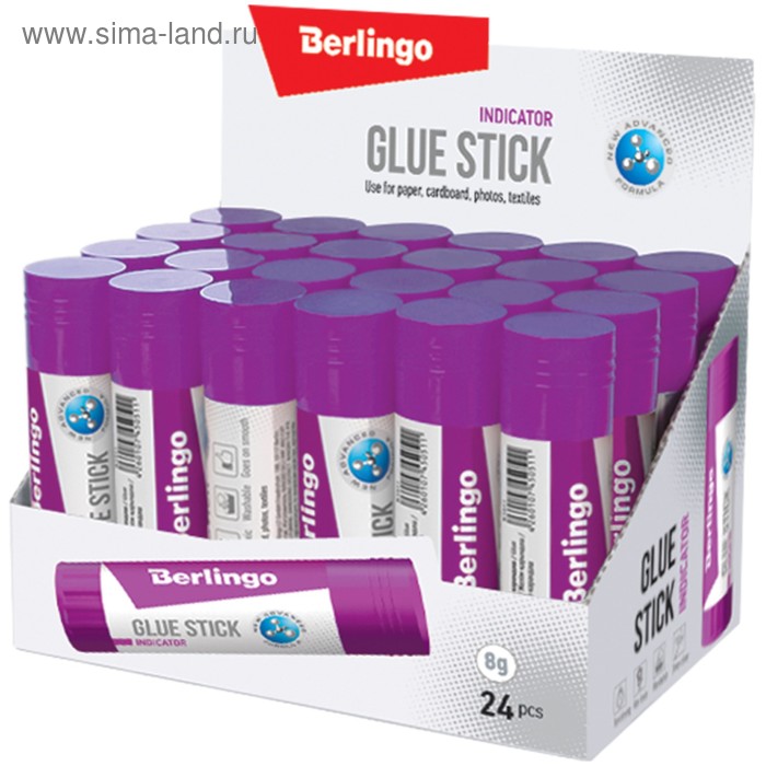 Клей-карандаш ПВП, Berlingo, с цветным индикатором, 8 г - Фото 1