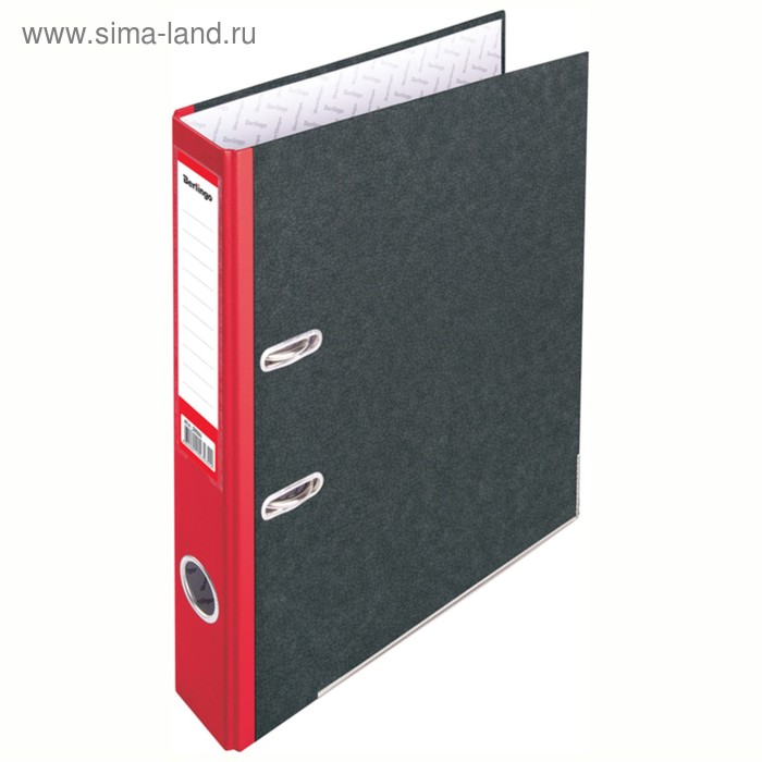 Папка-регистратор 50 мм Berlingo, мрамор, с карманом на корешке, нижний металлический кант, красная - Фото 1