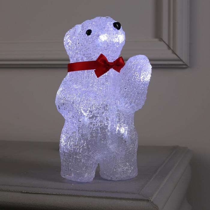 Светодиодная фигура «Медвежонок в бабочке» 11 × 20 × 10 см, акрил, 10 LED, батарейки ААх2 (не в комплекте), свечение белое - Фото 1