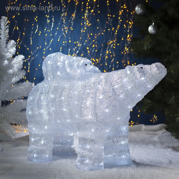 Светодиодная фигура «Медведь с медвежонком» 80 × 76 × 30 см, акрил, 150 LED, 8 режимов, 24 В, свечение белое - Фото 1