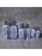 Светодиодная фигура «Подарки с серой лентой» 15, 20, 25 см, текстиль, металл, 220 В, 8 режимов, свечение белое - Фото 6