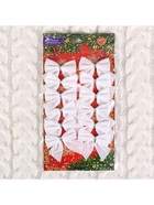 Ёлочные игрушки 12 шт. «Зимнее волшебство. Бантик» пластик, 5.5×5 см, белый - Фото 3