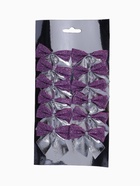 Ёлочные игрушки 12 шт. «Зимнее волшебство. Бант» пластик, 5.5×5 см, серебристо-сиреневый - Фото 6