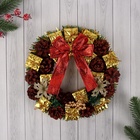 Венок новогодний d=22 см «Зимнее волшебство. Бант», бант с шишками и подарками - Фото 2