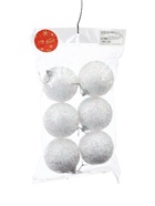 Ёлочные игрушки «Пушинка - бисер», шары новогодние, d=6.5 см, набор 6 шт., белый - Фото 3