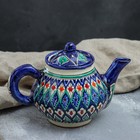 Чайник Риштанская Керамика "Цветы", 700 мл, синий микс - фото 20736296
