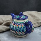 Чайник Риштанская Керамика "Цветы", 700 мл, синий микс - фото 4575365