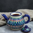Чайник Риштанская Керамика "Цветы", 700 мл, синий микс - фото 4575366