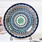 Ляган узбекский Риштанская керамика «Узоры», для плова, d=33 см, глубокий, синий - Фото 2