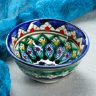 Пиала Риштанская керамика "Цветы", 8,5 см, малая коньячная, микс - фото 4575388