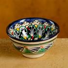 Пиала Риштанская керамика "Цветы", 8,5 см, малая коньячная, микс - фото 4575393