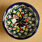 Пиала Риштанская керамика "Цветы", 8,5 см, малая коньячная, микс - фото 4575394