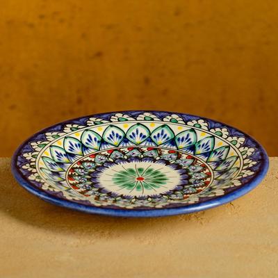 Тарелка узбекская Риштанская Керамика «Цветы», d=17 см, МИКС