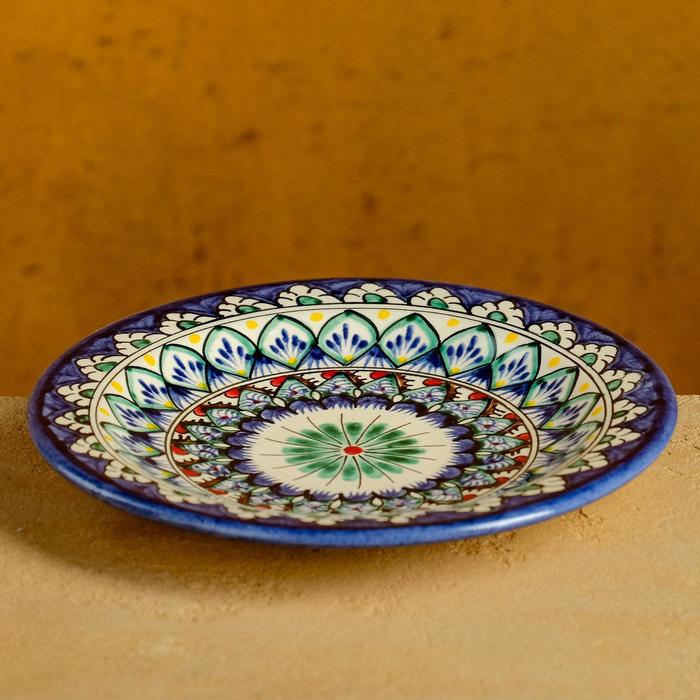 Тарелка узбекская Риштанская Керамика «Цветы», d=17 см, МИКС - Фото 1